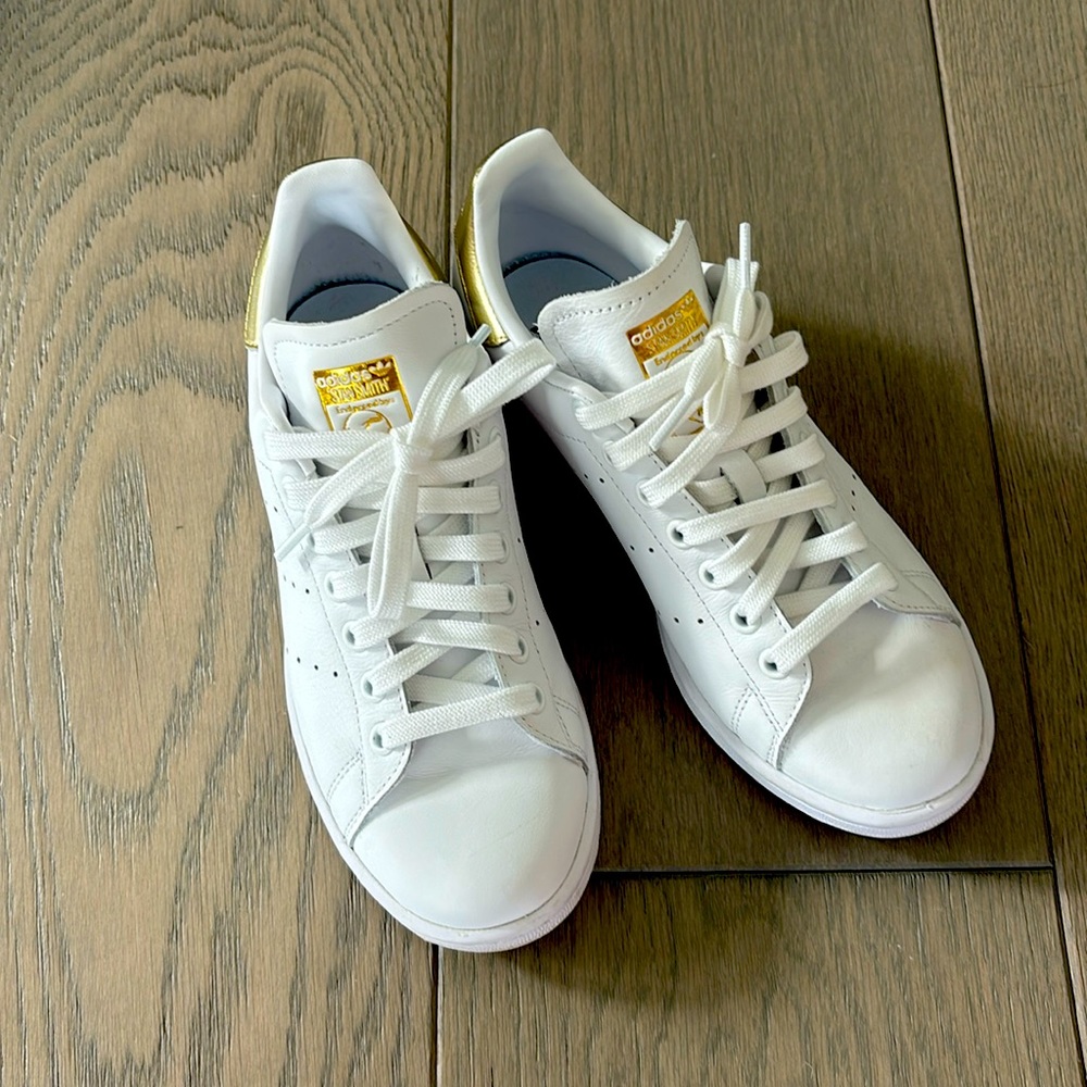 adidas White and Gold Stan Smiths